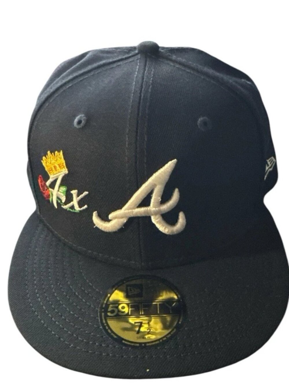 New Era Atlanta Braves Crown Champs 59FIFTY Fitted Hat Cap Navy Size 7 1/4
